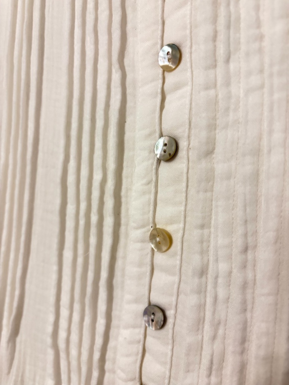 Quince White Sleeveless Pintuck Button-Front Mini Dress - Picture 4 of 11